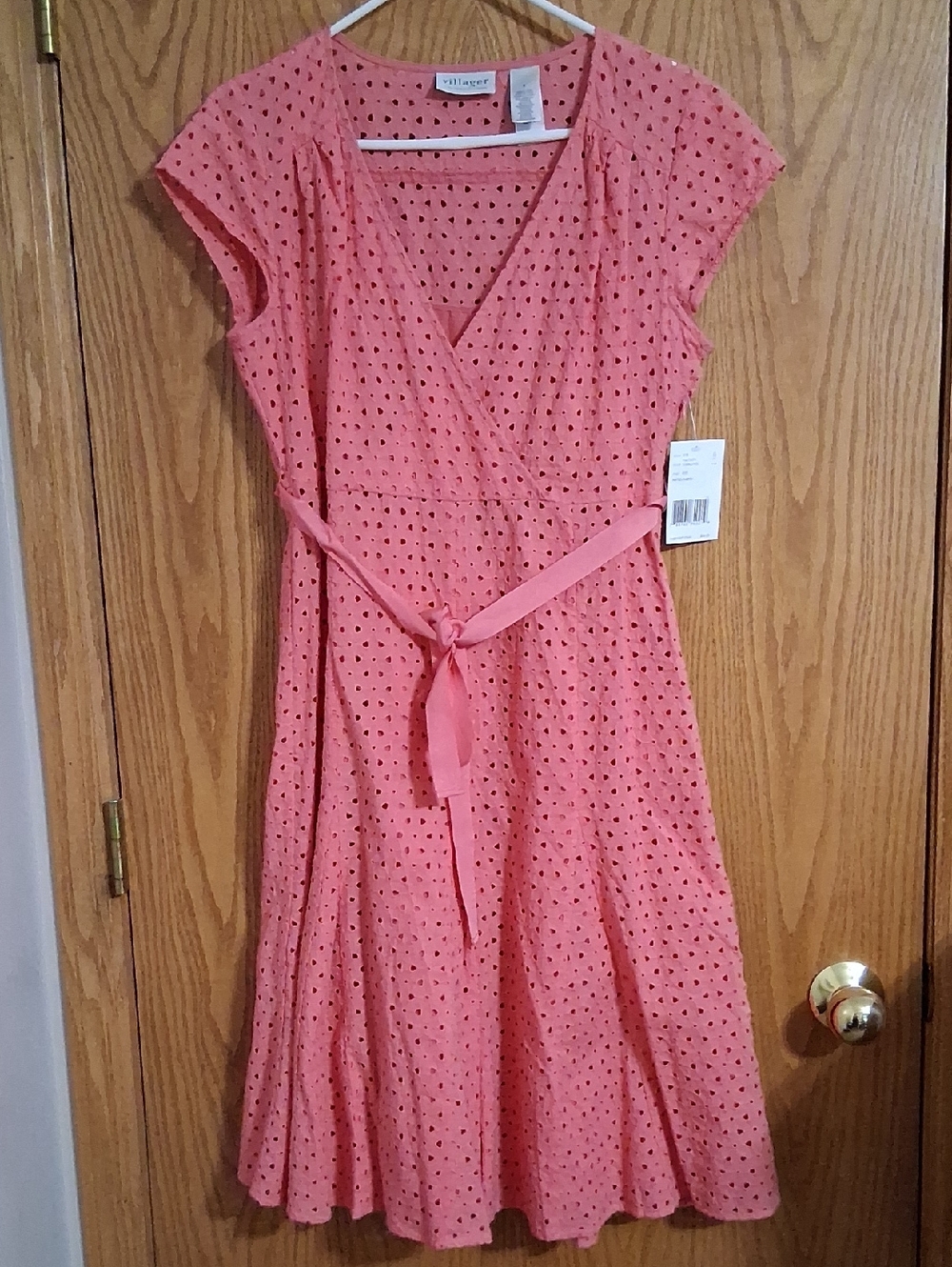 Villager pink cotton summer dress, size 6